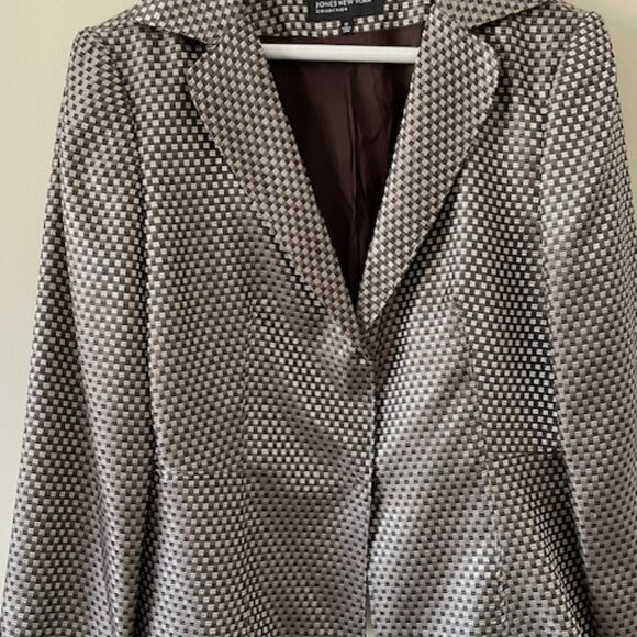 Jones of New York Collection VTG Jacket - metallic taupe/black/cream - size 10 - Picture 1 of 8